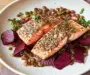 Irresistible Mustardy Salmon with Beetroot & Lentils Recipe