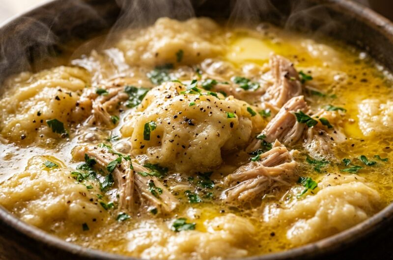 Easy Homemade Southern Chicken and Dumplings ultra close-up macro